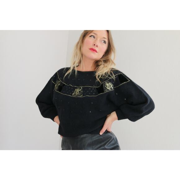 1990's Vintage Andriano Angora Wool Sweater ~ Women's SM MD ~ Evening Oversized - Picture 3 of 7